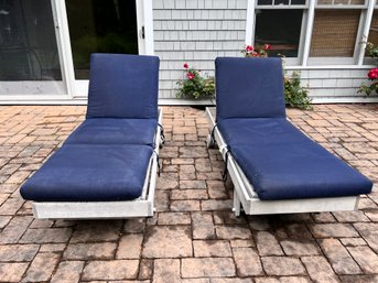 Pair Of Unmarked Teak Chaise Lounges