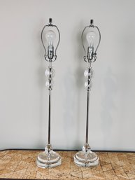Chrome & Glass Tall Table Lamps