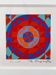 Small Framed Signed Numbered Multicolor Abstract Print - Omosato