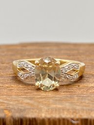 1.00ct Oval Zultanite And .04ctw Round White Diamond Accent 14k Yellow Gold Ring - Size 5