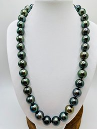 9-12mm Cultured Tahitian Pearl Rhodium Over Sterling Silver Necklace - 18