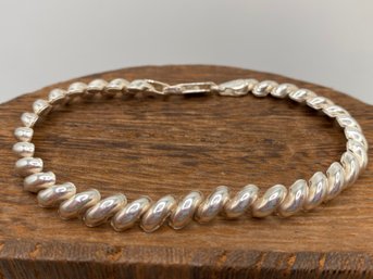 Sterling Silver 7mm Stampato San Marco Link 7 Inch Bracelet - Italy
