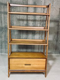 4 Shelf And 1 File Cabinet Drawer Dark Wood Bookcase