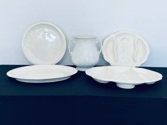 Assorted White Ceramic Platters & Urn - Ironstone