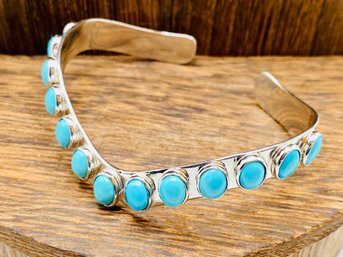 Southwest Style Oval Cabochon Sleeping Beauty Turquoise Bracelet - 6