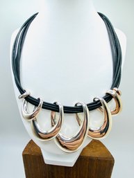 16' Nylon And Silver Necklace