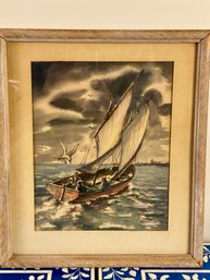 Framed, Signed Watercolor On Paper - Robert Buckley 'Before The Storm'