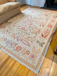 Stark Needlepoint Rug With Floral Theme - Cream, Pink, Red, Rust, & Greens