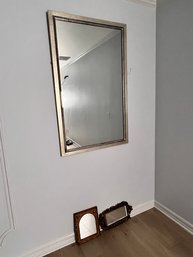 Collection Of Three Mirrors - Two Small Brass & Wood And One Larger Gold Leaf Wood Frame