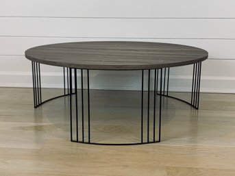 Modern Round Wood And Metal Coffee Table