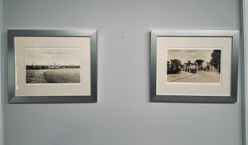 Pair Of Vintage Sag Harbor, New York Framed Photographs - Silver Painted Wood Frames