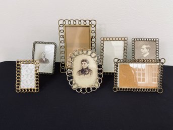 Medley Of Seven Brass Photo Frames - Chain Mail Design