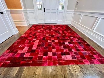 Red Patchwork Cowhide Area Rug - Barclay Boutera Lifestyle