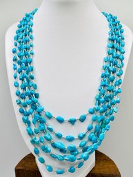 18' Turquoise 7 Strand Tiered Necklace