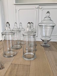 Collection Of Seven Pieces Of Glass Candy Jars