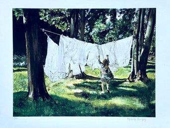 Unframed Signed Print - Girl Hanging Laundry By Michelle Murphy