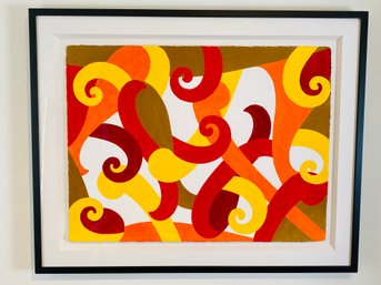 Signed, Framed Abstract Mark Zimmerman Acrylic On Paper 'Follies'
