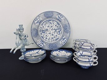 Collection Of Blue & White Ceramic Items - Horseman Is Bjorn Wiinblad
