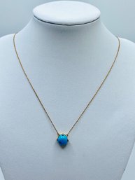 8mm Round Turquoise 10k Pendant On 10k 18' Chain