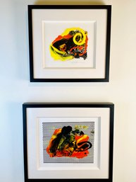 2 Piece Signed, Framed Abstracts By Mark Zimmerman Acrylic On Paper - Untitled