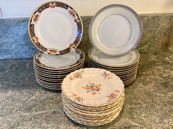 Collection Of Dessert/side Plates - Vintage - Some Of The Gold Is Worn In Places On All