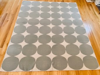 Wool Rug Cream Background And Grey Dot Pattern - Shows Signs Of Wear
