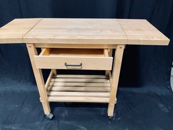 Butcher Block Table With One Drawer