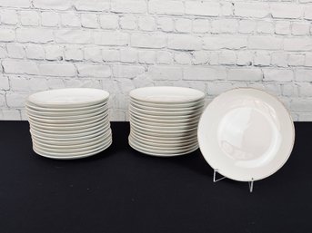 Large Set Of 32 Unsigned White With Gold Trim 8' Salad Plates