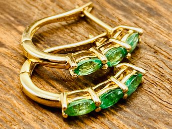 1.27ctw Oval Ethiopian Emerald 10k Yellow Gold Earrings