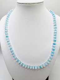 16 Inch Clear And Blue Bead Necklace