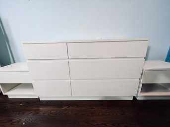 William Sonoma White Bedroom Set - Pair Of 1 Drawer Nightstands, 6 Drawer Dresser