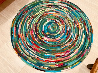 Round Patchwork Area Rug - Vibrant Multi Colored