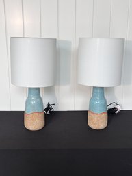 Pair Of Stunning Asia Ceramic Co. Lamps With Unique Color Pattern