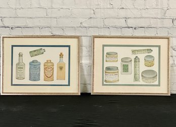 Pair Of Framed Vintage Bath Product Prints