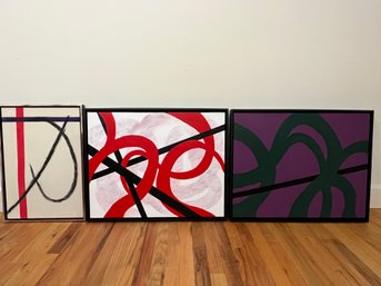 Set Of Three Framed Signed Mark E. Zimmerman Acrylic On Canvas - Abstract