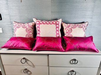 Collection Of Michelle Hatch Fuchsia And Sand Throw Pillows