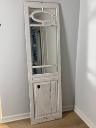Antique Sliding Door With Mirror Insert In Place Of Glass