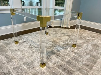 Lucite And Brass Game Table