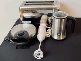 4 Piece Kitchen Appliances: Toaster, Hand Blender, Waffle Maker And Milk Frother