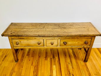 3 Drawer Antique Wood Side Board