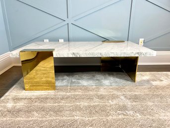 Stunning Marble And Gold Metal Coffee Table