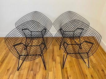 Set Of Four Black Vintage Bertoia Diamond Lounge Chairs