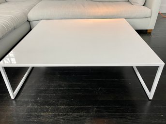 Large White Modern Coffee Table On Metal Frame