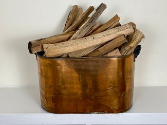 Copper Wood Basket With Wood