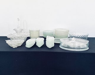 Large Assemblage Of Clear Glass Plates, Bowls & More