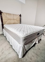 QUEEN Rattan And Dark Wood Bed With Serta College Park Mattress