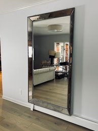 Large Hanging Beveled Glass, Glass Trim, And Nailhead Detail Mirror