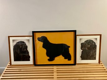 Trio Of Framed English Cocker Spaniel Dog Art