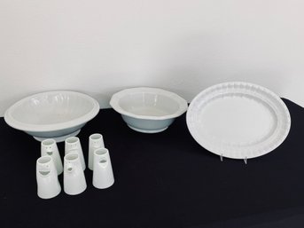 Small Collection Of White Ceramic Pieces - Bowls, Platter, Creamers - Ironstone