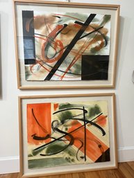 Pair Of Framed Signed Mark E. Zimmerman Untitled - Acrylic On 300 Pound Paper - Abstract